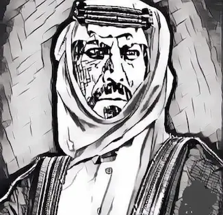 صورة تظهر بن مجلاد باللباس العربي الاصيل