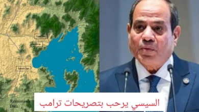 الرئيس المصري عبدالفتاح السيسي ويظهر إلى جوار سد النهضة الذي صرخ ترامب بدعم بناءه