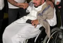 ريدان علي عبدالله صالح على كرسي متحرك