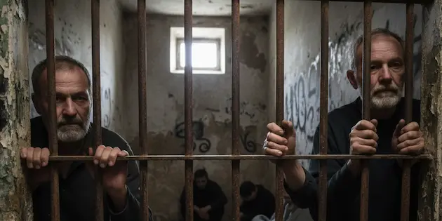 معتقلين خلف القضبان